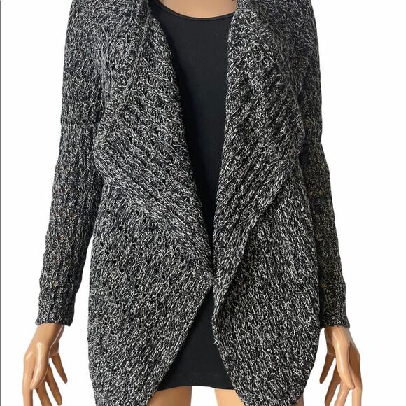 Velvet by Graham & Spencer cardigan sweater black silver cardigan loose SZ MD - Picture 3 of 16